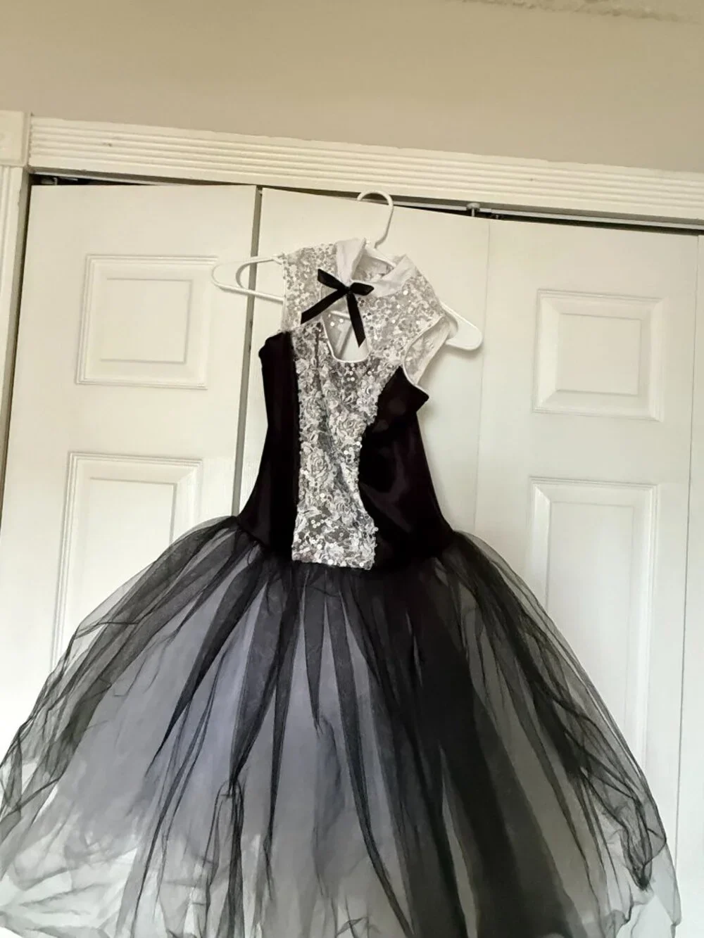 Weissmans black and silver sequin halter-style ballet costume
